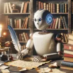 "Claude ile Yaratıcı Yazarlık ve Senaryo Üretimi hakkında bilgi veren bir görsel; yapay zekâ teknolojisiyle hikâye oluşturmayı gösteren yaratıcı ve ilham verici tasarımlar."