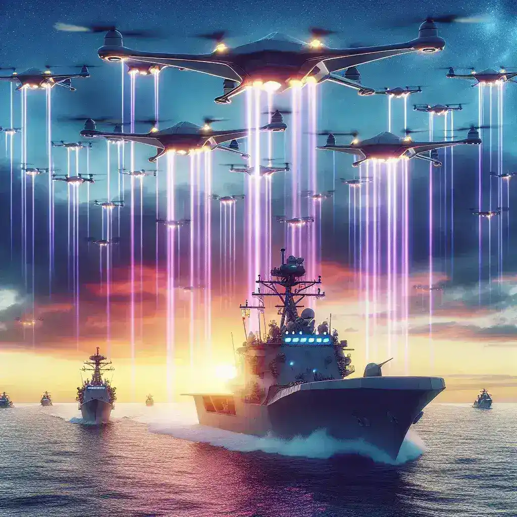 "Marinha dos EUA demonstra tecnologia inovadora para abater drones sem tiros ou mísseis, destacando avanços em sistemas de defesa não-letais."