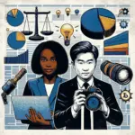 "Journalist analyzing open data on a computer screen, illustrating how transparency and accessible information empower investigative journalism and uncover important stories."