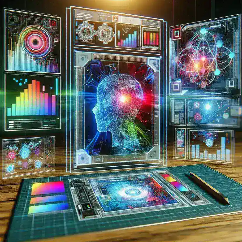 "Grafik tasarımcılar için yapay zeka araçlarını gösteren bir infografik, yaratıcılığın geleceğine dair örnekler ve uygulamalar sunuyor."