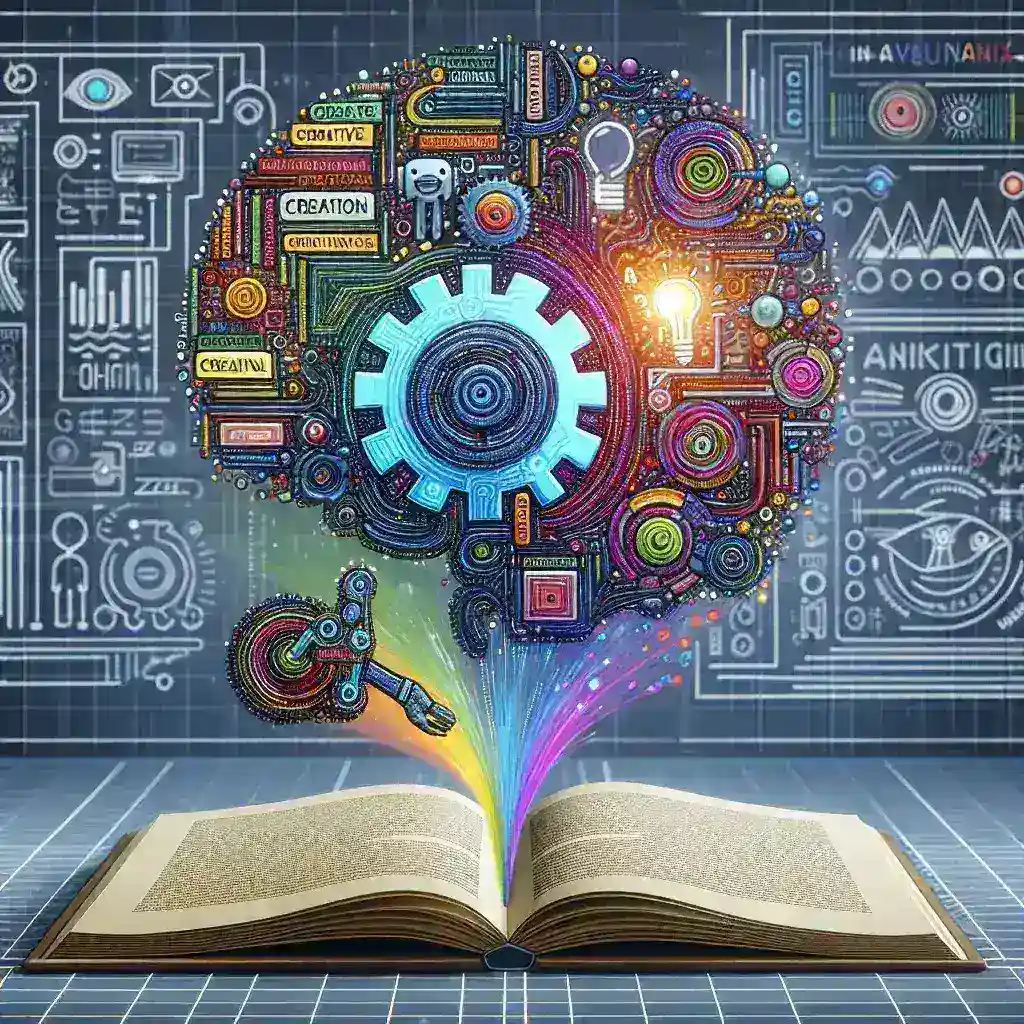 "Yapay zeka ile yaratıcı yazılar yazma sürecini gösteren bir bilgisayar ekranı, yapay zeka yazılımı ve yazı örnekleriyle dolu. Ekranda, kullanıcıların yazı oluşturma teknikleri ve yapay zeka destekli yazım araçları hakkında bilgi almasına yardımcı olan grafikler yer alıyor."